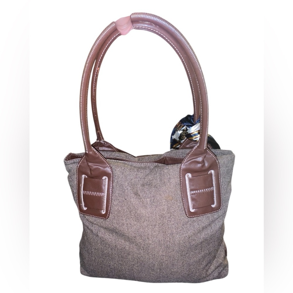 TOMMY HILFIGER GUC VINTAGE 2001 TWEED TOTE BAG, BROWN - Picture 2 of 8